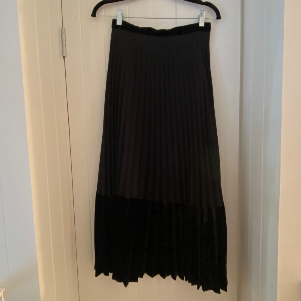 Sandro Black Pleated Skirt with Gold Accents
Velvet on the bottom 
Size 1. - Picture 6 of 7